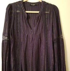 Beautiful rich navy blue with gold thread top